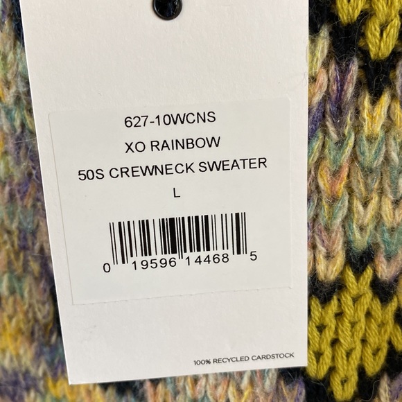 NWT Re/Done 50s crewneck cotton mohair mix sweater, multi-colored, Women’s Large - Picture 5 of 11